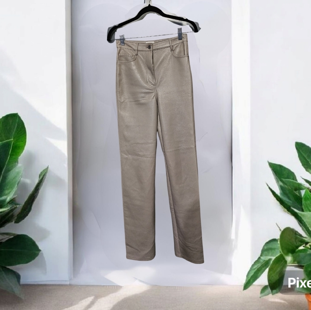Aritzia Wilfred Melina Leather Straight High Rise Pants